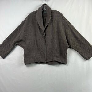 OSKA Cocoon Jacket 2 Medium 8-10  Textured Waffle Knit Shawl Collar